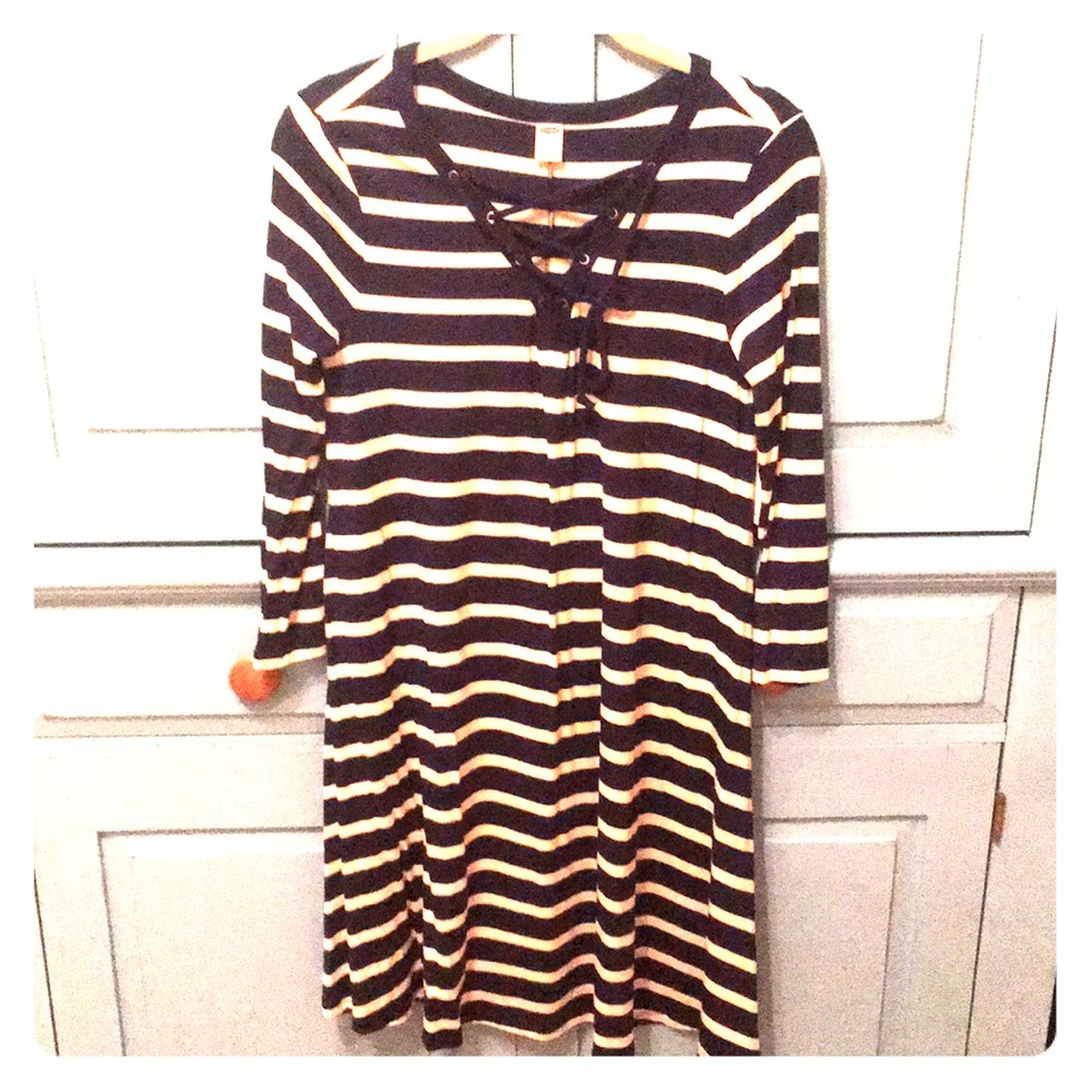 Old Navy Striped Lace Front Swing Dress Sz-S - Picture 2 of 7